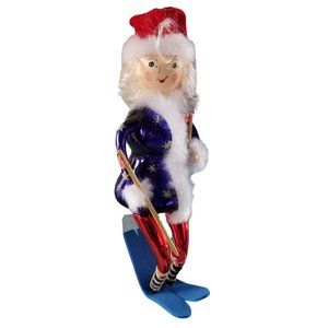 Artisan Crafted Blown Glass Snow Skier Christmas Ornament